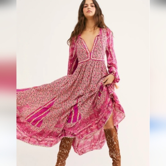 Free People Dresses & Skirts - FREE PEOPLE Happy Feelings Midi/maxi Dress. Floral Pink/purple Multi. Size XS